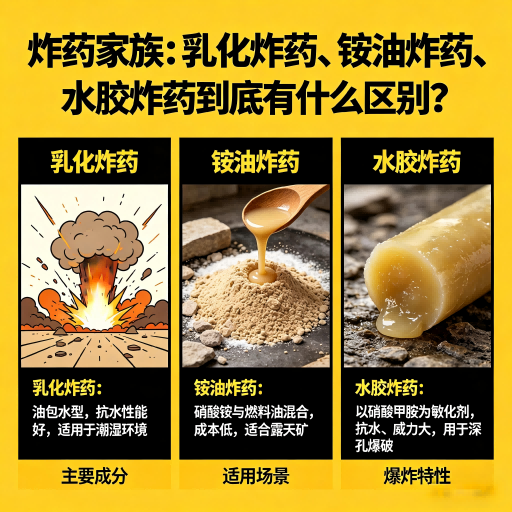 翠屏炸药家族：乳化炸药、铵油炸药、水胶炸药到底有什么区别？